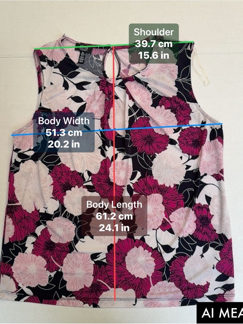 • 🌸 Jones New York Signature Floral Sleeveless Top | Size Large - Picture 7 of 10
